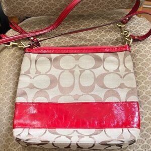 Coach Red and Tan Crossbody Bag